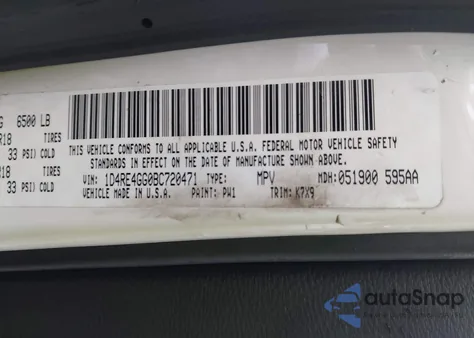 2011 Dodge Durango Crew z USA, uszkodzony, nr VIN 1D4RE4GG0BC720471